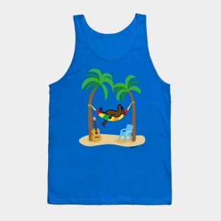 Chocolate Labrador Under Palm Trees Tank Top